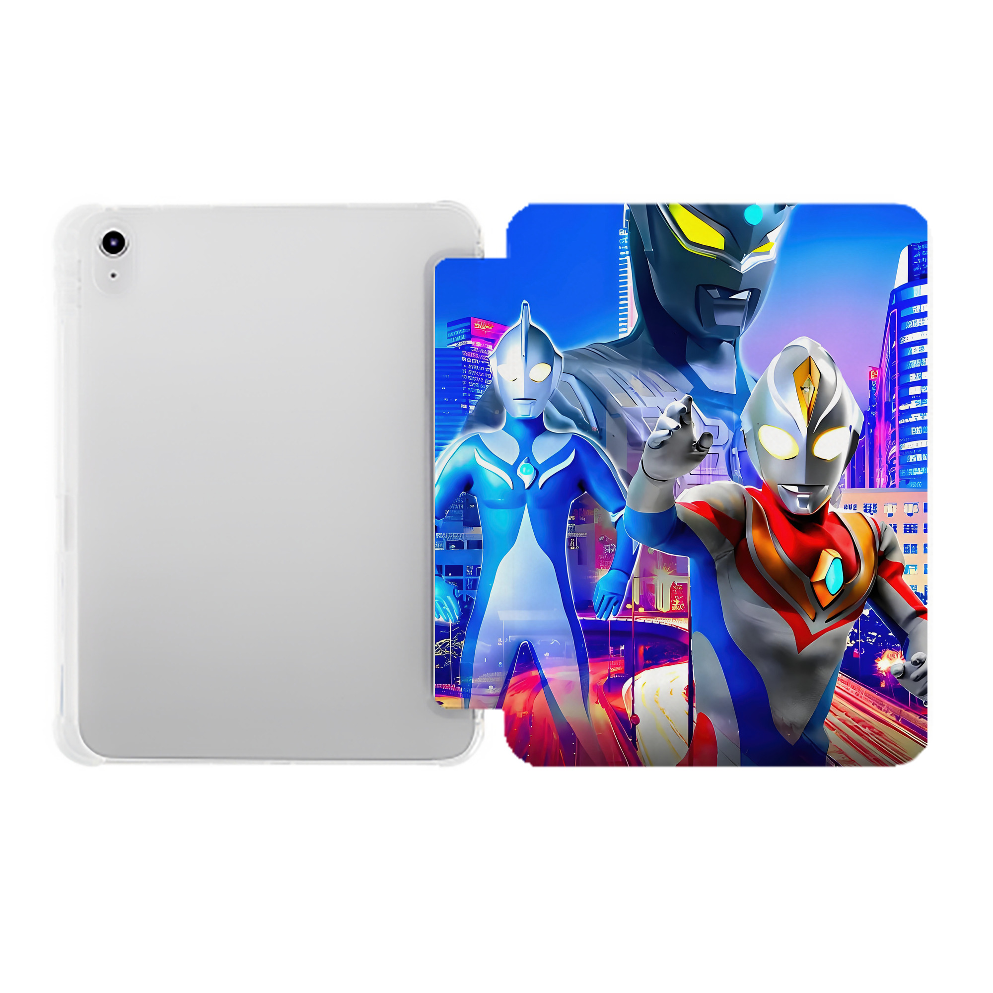 （画像用） ウルトラマン Ultraman IPad ケース ペン収納付き 三つ折りスタンド PUレザー×シリコン 対応機種9.5/10.5/10.9インチ